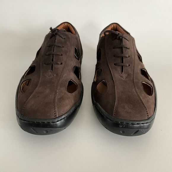 Michael Toschi Loafers 8.5 Brown Leather Lace-up Fisherman Breathable Oxfords - Picture 4 of 12
